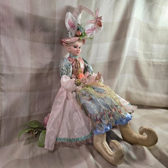 Cynthia Rowley Easter Elf Bunny Shelf Sitter Doll Tabletop Spring Pastel NEW - Picture 6 of 6